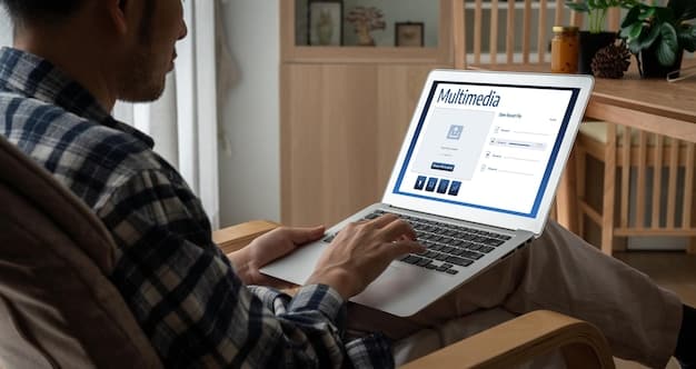 A person's hands using a laptop, with the screen displaying a brokerage account sign-up page. The page shows options like account types, personal information fields, and security settings.