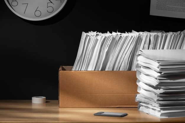 An image showing a stack of neatly organized legal documents, with a gavel resting on top. The background is a sophisticated office setting with muted colors, symbolizing order and legal authority in estate planning.