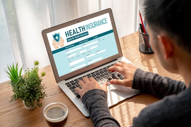 A person using a laptop to compare insurance quotes online. The focus is on the screen displaying multiple insurance quotes and details.