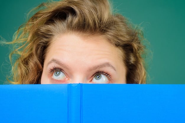 A close-up of a person's eyes moving swiftly across a page of text, highlighting the technique of minimizing eye fixations for faster reading.