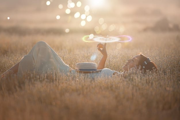 A person meditating in a serene setting, surrounded by symbols of their goals, such as a diploma for education, a house for real estate, and a globe for travel. The image should represent the integration of goals into visualization practice.