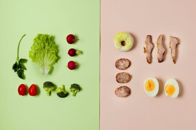 A split image showcasing healthier food swaps. On one side, show examples of less healthy choices (e.g., sugary cereal, soda, processed snacks); on the other side, show their healthier alternatives (e.g., oatmeal with fruit, water, fresh fruits and vegetables). The image should be visually clear and demonstrate easy-to-implement dietary changes.